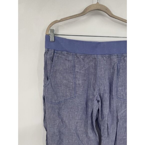 Road & Co Flip Top Lithe Linen Pant Women 14 Blue Minimalist Beach Coastal - Picture 9 of 10